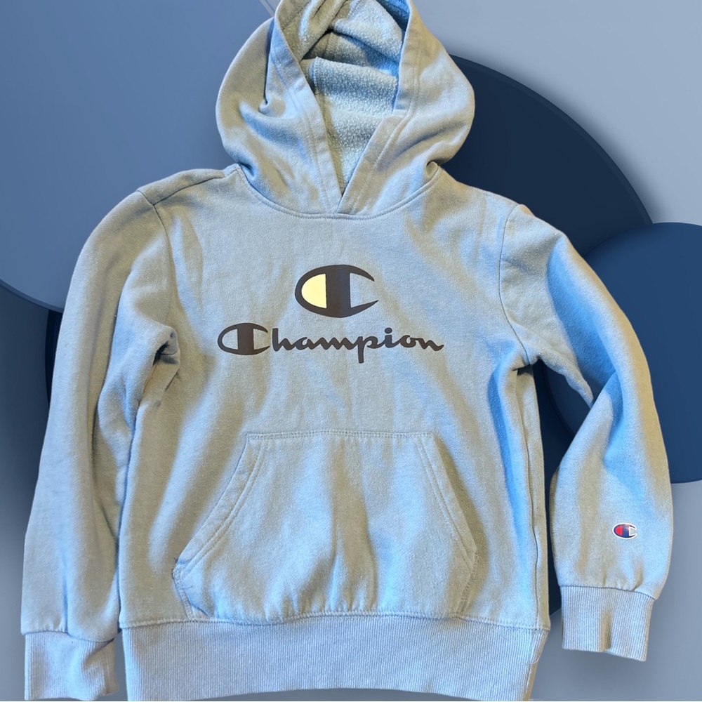 Champion hoodie kids size 7 light blue